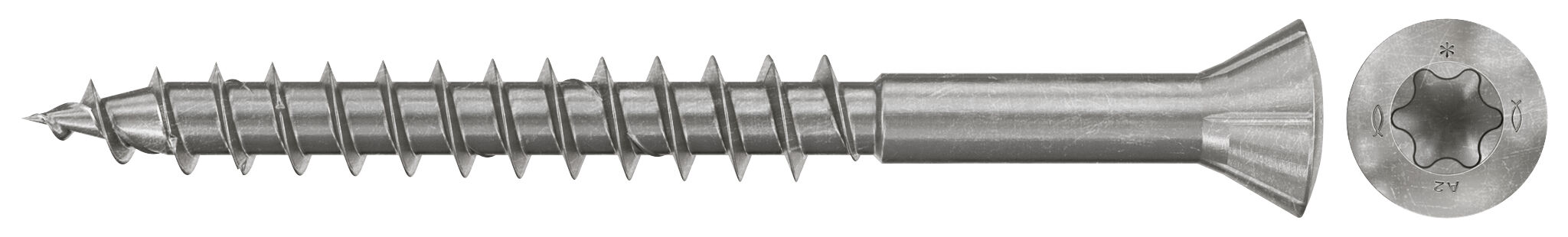 fischer Wood facade screw 5.0 x 60 CSK head A2 partial thread TX